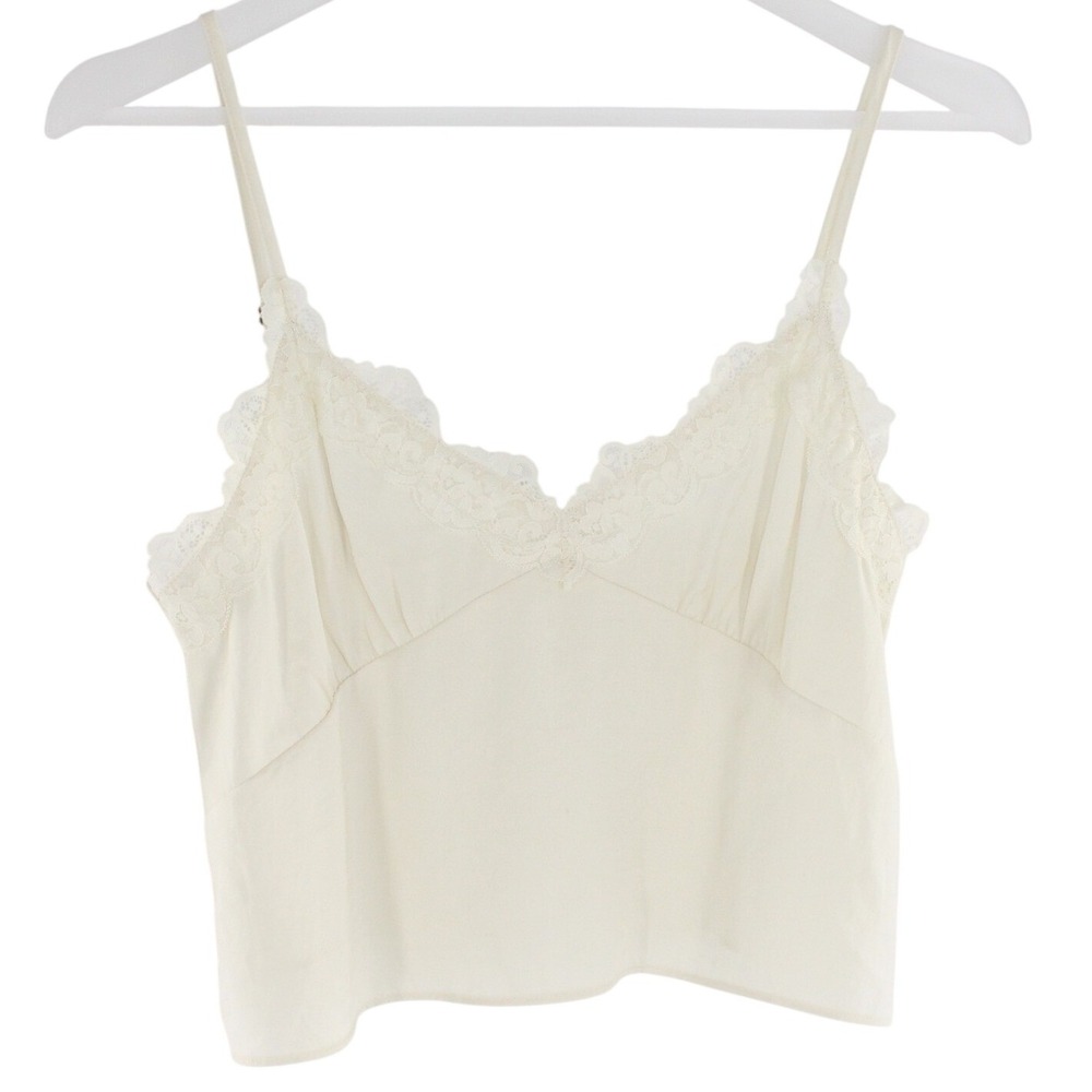 Abound Camisole Top Lace Trim Adjustable Straps Small Ivory